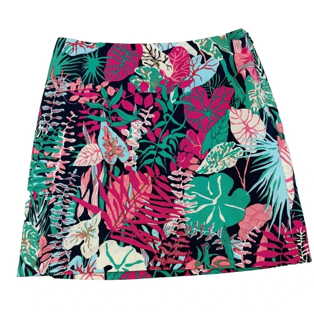 Talbots Cotton Hawaiian Multicolor Floral Cotton Lined Skirt Size 12
